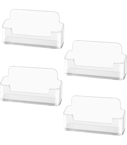 Porte-cartes De Visite Acrylique Transparent - Lot De 4, 10,3x4,5x4,5 Cm, Rangement Bureau Réception