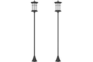 Outsunny 2 Farolas Solares Exterior Luces Solares Exterior con Panel Solar Encendido Automático y Marco de Acero Inoxidable Impermeable IP44 para Terraza Patio 23,5x23,5x184 cm Negro