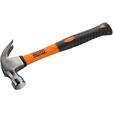 Alyco Orange &ndash; Carpenter's Hammer (560 g) with Double Curved Nail and Ergonomic Fiberglass Handle, Forged Steel Head for Cons