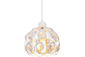PETITES ECREVISSES Lustre Suspension Luminaire Moderne Cristal Industrielle E27 Lampe de plafond Vintage Abat-jour Φ20cm Design pour Salon Chambre Restaurant (Blanc)