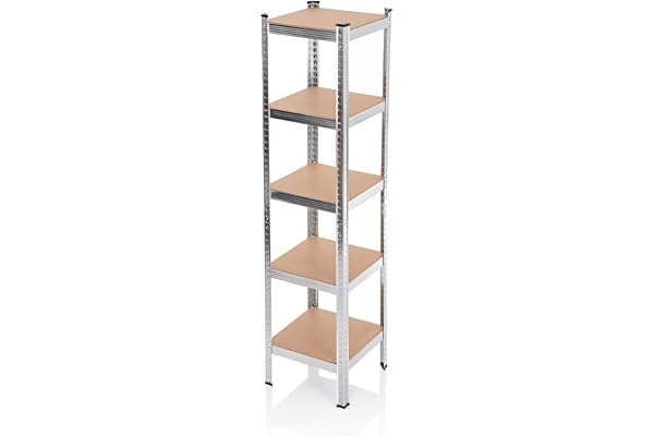 EASYmaxx Hylla för tunga laster 40 x 40 x 180 cm, maximal belastning 875 kg och 175 kg per nivå, med 5 justerbara hyllor