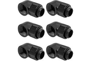 GREENDRACAENA Dracaena.io 6 Pack G1/4" Thread Male to Female Extender Fitting, 90° Rotary Enhance Multi-Link Adapter Fitting for Computer Water Cooling System, Black