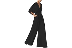 YIzdegg Jumpsuit damer sommar vida ben sparkbyxor kortärmad sparkdräkt v-ringad bodycon oversize andas i ett stycke mjuk och ventilerande lekdräkt byxor hängselbyxor med stora fickor