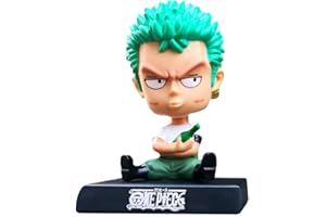 ZKTSRY One Piece Bobbleheads Anime Luffy Action Figure，Shaking Head Phone Bracket, Car Dashboard Decorative，Classics Anime Figures Model for Home, Car, Desk and Computer Decorations (Zoro)