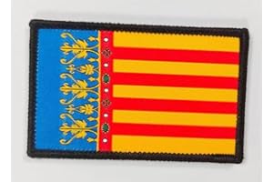 PANDIUI23 Parches Bordados Bandera Comunidad Valenciana con Colores Oficiales - Escudo bordado - Parches Moteros Bordados - Parches Militares (Bandera Comunidad Valenciana)