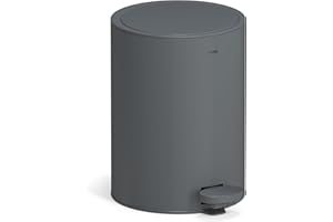 Stardis 3-litrowy kosz na śmieci z pedałem ze stali nierdzewnej, matowy, Softclose, cichy, zamykany, z wewnętrznym wkładem, kosz łazienkowy, kolor szary