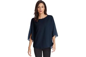 GRACE KARIN Camicia Donna Paillettes a Manica a 3/4 Top Elegante Girocollo Manicotto Split
