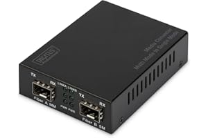 DIGITUS Gigabit Multimode to Singlemode Media Converter SFP to SFP, 155Mbps, 1.25Gbps, 850nm to 1550nm