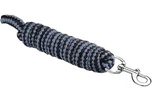 START ENJOY THE RIDE Maglia di guida con panico e gancio classico (moschettone) per cavallo, corda di nylon START Economic, lunghezza 2 m, corda di collegamento, pony, asino, maglia per cavalli (nero/grigio chiaro, Snap)