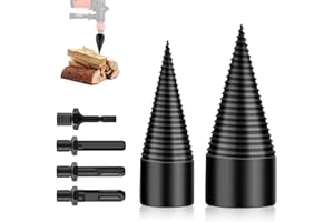 FGJCJ Spaccalegna Cono di legno, 45 mm 32 mm Punta Spaccalegna per Trapano Cono per vite Spaccalegna, Trapano Legna Ardere con 3 Manici Esagonale/Rotondo/Quadrato per Legno di Diametro Inferiore