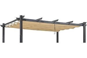 PURPLE LEAF Bache pour Pergola, Toile Pergola 4 x 3 m Retractable, Toile de Tonnelle Toile de Toit Rechange pour Jardin Terrasse, Beige