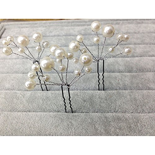 Musuntas 6 Stk. Perlen Strass Hochzeit Brautschmuck Braut Haarschmuck Strass Haarklammer - 4