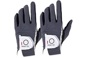 FINGER TEN Guanti da golf da uomo, per mano sinistra, impermeabili, resistenti all'usura, antiscivolo, colore grigio, flessibili e durevoli (confezione da 2, M indossati sulla mano sinistra)