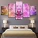 Produktbild Fbhfbh Wohnkultur Leinwand Malerei 5 Stücke Drucke Religiöse Poster Wohnzimmer Wand Modulare Buddha Meditation Klassische Bilder Kunstwerk, 16X24 / 32/40 Zoll, Ohne Rahmen