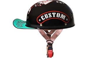 SMILFREE Halbschalenhelm Mit ECE-Zulassung Vintage Motorradhelm Baseball Cap Cruiser Chopper Scooter Helm Herren Retro Motorrad Halbhelm Damen Mofa Helm