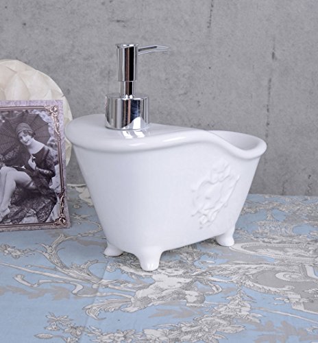 Vintage Seifenspender Shabby Chic nachfüllbar Spender Weiss Wanne Palazzo Exclusiv - 5