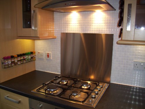 Arbeitsplatten-Schutz / Abdeckung aus Edelstahl, runde Kanten, 500 x 500 mm (B x T) Inklusive rutschfeste Standfüße - 3