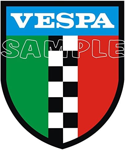 90MM VESPA OLD SCHOOL ITALY STICKER, use on Motorbikes, Scooters, Helmets, Leg Shields.