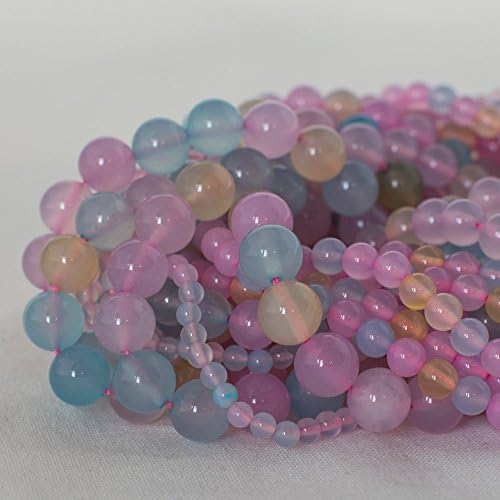 Grade A Mixed Pastel Colour Agate Semi-Precious Gemstone Round Beads - 6mm
