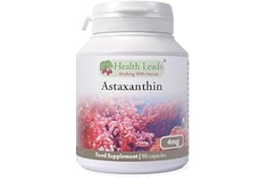 HEALTH LEADS ...WORKING WITH NATURE Astaxanthin 4mg x 90 Capsules (100% Pure & Additive Free Food Supplement, High Strength, Powerful Antioxidant, from Natural Haematococcus Pluvialis Red Algae, UK Manufactured