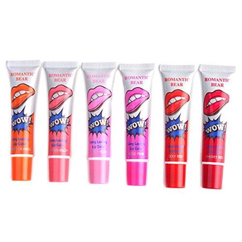 VWH 6pcs Tätowierung Magisch Farbe Abziehen Maske Tönung Lang Anhaltend Matt Wasserfest Lip Gloss lippenglanz -Lippenstift - 2