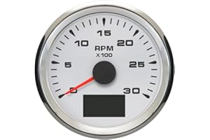 ELING Compteur de tours étanche 0-3000 RPM Compteur de tours avec rétro-éclairage 8 couleurs pour voiture camion bateau yacht 9-32 V 85 mm