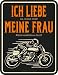 Produktbild RAHMENLOS Deko Blechschild: Ich Liebe Meine Frau - Wenn sie Mich Motorrad Fahren lässt