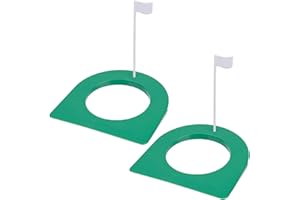 GORGECRAFT 2 Set Plastica Verde Golf Putting Cup Flag Putt Putter Golf Hole Training Aid con Cartello Rimovibile all-Direction Surface Regulation Practice Cup per Indoor Outdoor Uomo Donna Ufficio