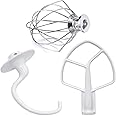 MAKINGTEC Mixer Aid Attachments Including K5AB Coated Flat Beater&K5ADH Dough Hook for Kitchen Stand Mixer&K5AWW Wire Whip Perfect for 5 Quart Kitchen Mixers Aid Attachments by MIFLUS
