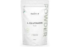 ‎NUTRI + Nutri + L Glutamin Pulver Vegan 500 g - Neutral & hochdosiert ohne Zusatzstoffe - 100% natur rein - Fermentiertes L-Glutamin Powder Made in Germany