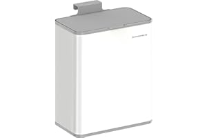 SONGMICS Kuchenny kosz na śmieci 8 l z pokrywką, na odpady spożywcze, montowany na drzwiach lub ścianie, z haczykami, pod zlewem, w łazience, Cloud White LTB810W01