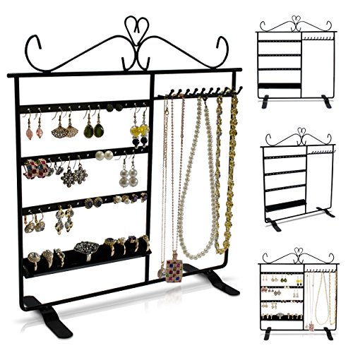 VENKON – Design Schmuckständer Ohrringhalter Kettenhalter Ringhalter Schmuckorganizer aus Metall – schwarz – 34 x 32 cm - 2