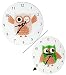 Produktbild Wanduhr - " lustige Eule " - 18 cm Uhr - groß - aus Glas - auch als Tischuhr - für Kinderzimmer Kinderuhr - Analog - leise - fast lautlos / Mädchen Jungen - Kinder / Erwachsene - Eulen Blätter Glasuhr modern - Design