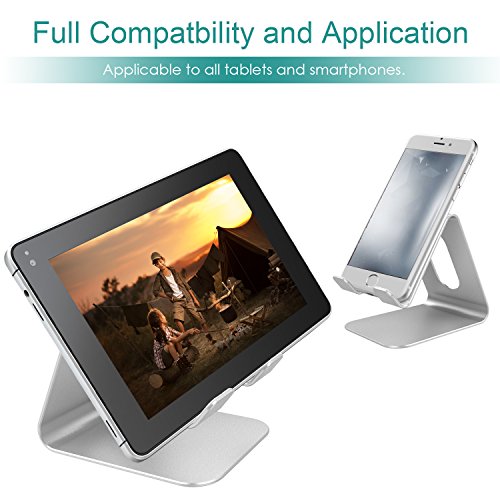 Handy Halterung, Sunvito Aluminium Metall stÃ¤nder Halter Desk Desktop Handy StÃ¤nder fÃ¼r iPhone Samsung Huawei iPad Tabletund E-Reader andere Smartphone(Silber)