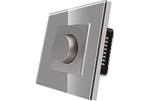 CNBINGO Interruptor de dimmal, atenuador de luz TRIAC para lámparas LED/Dimmable/lámparas halógenas,Gris panel de vidrio endurecido, no se requiere un conductor neutro, 1 bandas de 1 vía, 500W