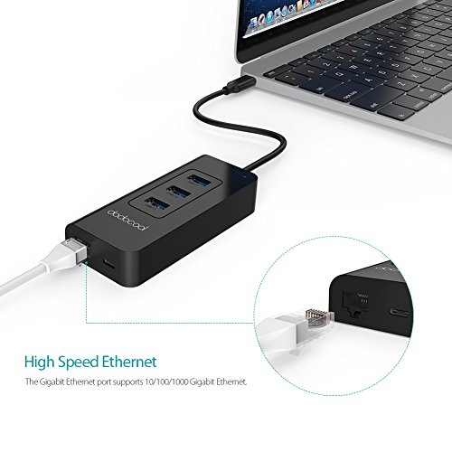 [Ultra dünn und leicht]dodocool USB C Transfer USB A 3.0 Hub RJ45 10/100/1000 Mbit USB C Power Delivery PD 2.0 für Apple neue MacBook/MacBook Pro - 8