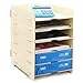 Produktbild ZZYY Holz Aktenschrank Hölzerner Aufbewahrungsbehälter Größe A4 Dokumentordner Dateihalter Zeitungsständer Papier-Organisator 6 Fachböden, Beige