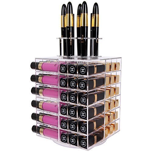Lifewit Drehbarer Lippenstift Organizer Kosmetik Aufbewahrung aus Acryl Lippenstiftständer Organizer Turm Spinning Lipstick Tower Lippenstifthalter bis 80 Lippenstifte