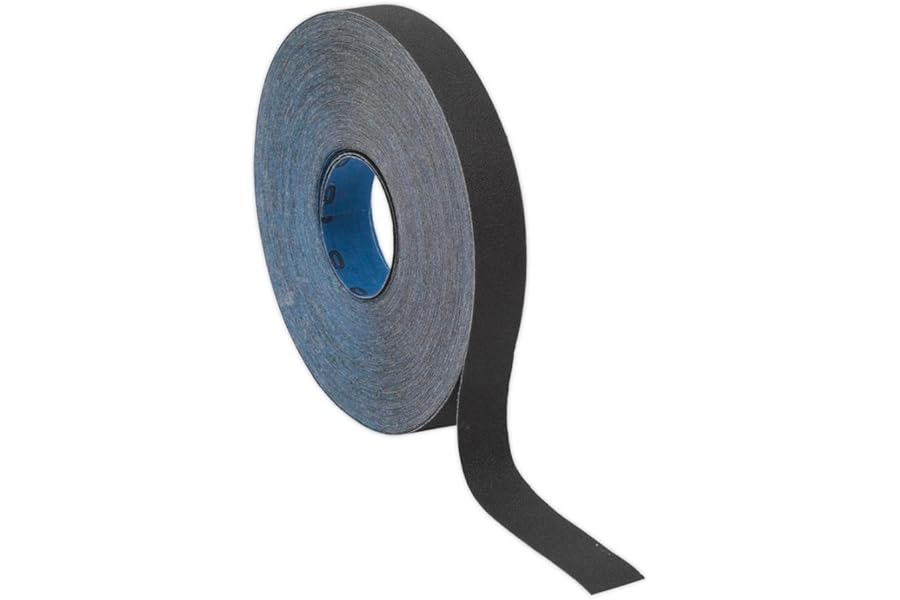 Sealey ER2525120 Emery Roll Blue Twill 25mm x 25mtr 120Grit , Black