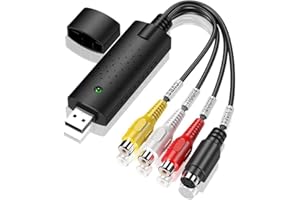 MOKEUM Audio Video Grabber USB 2.0, convertitore audio plug & play, adattatore video per editing, Hi8 VHS su DVD digitalizzazione per Mac e Windows 10 con convertitore Scart/AV