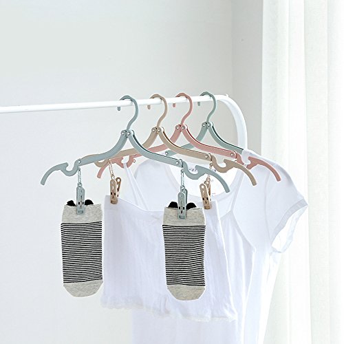 Aizhy Foldable Clothes Hangers,Scalable Travel Skirt Coat Hanger with Anti-slip Grooves and Socks Clip, 4 Pack