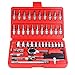 Produktbild Professionelle 46 Stück Kombischlüssel-Satz Ratsche Drehmomentschlüssel Auto-Reparatur Handwerkzeuge Auto Sleeve Kombinationswerkzeug (rot)