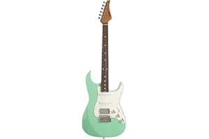 EART E- Gitarre 6-Saiter Solid-Body, S-S-H Tonabnehmer, Musikstilumschaltung, klarer Ton, Edelstahlbünde-Runde Enden poliert