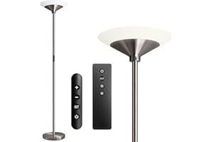 BBHome Lampadaire 27W LED dimmable avec télécommande et Tactile, Lampes 3000K-6500K Salon Moderne pour Salon, Chambre, Bureau, Argent