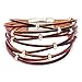 Produktbild XIANNU Damen Armband,Multilayer Lederarmbänder Für Frauen Femme Kristall Metall Perlen Charme Böhmischen Stil Armband Weiblichen Schmuck Schwarz Rot