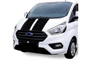 AUTO-DRESS AutoDress® - Set di strisce laterali per Ford Transit Custom, colore: nero lucido