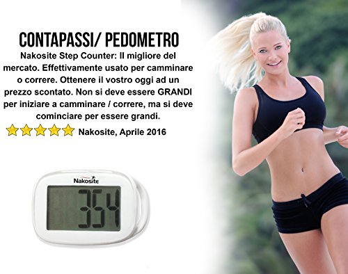 ANGEBOT des Tages, NAKOSITE Bester und Einfacher 3D Schrittzähler, Genauer Schrittmesser mit Gurt plus Gratis eBook. NSPD 2433, Tri-Axis Technologie Pedometer, Weiß, leicht abzulesende Anzeige. BONUS: eBook “How I Lost Weight Walking”. 365 Tage Garantie - 5