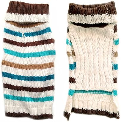 Cute Soft Striped Style White Pet Puppy Dog Sweater Jumper Clothes Coat (M)