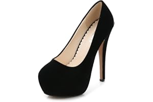 Ochenta Chaussures à talons hauts et semelle plateforme, bout rond, pour femme - Noir - Noir , 38 EU