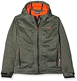 Fleece Fütterung CMP Jungen Softshell Kapuzen Jacke, grün (Kaky Melange/Orange), 164